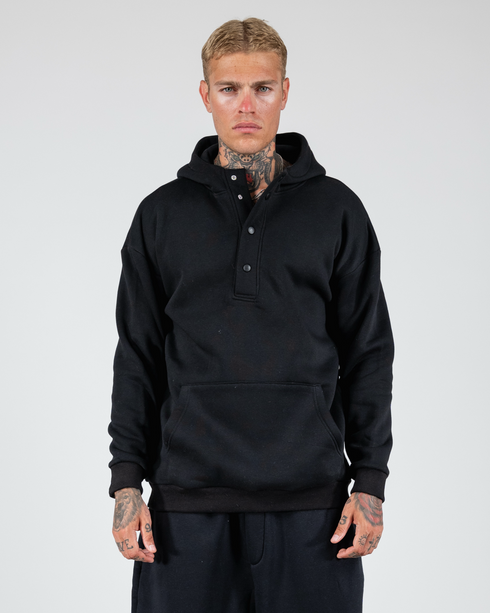 Hoodie With Snaps In Black