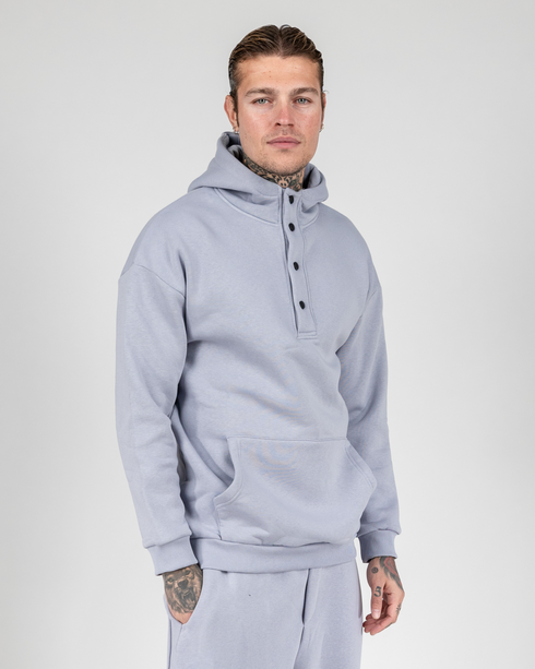 Hoodie With Snaps In Grey