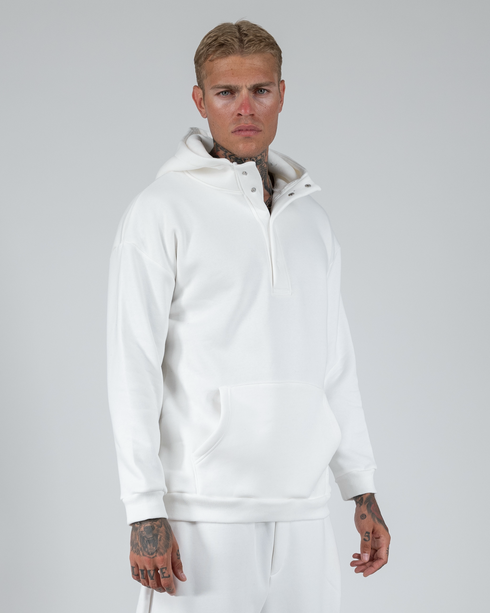 Hoodie With Snaps In White