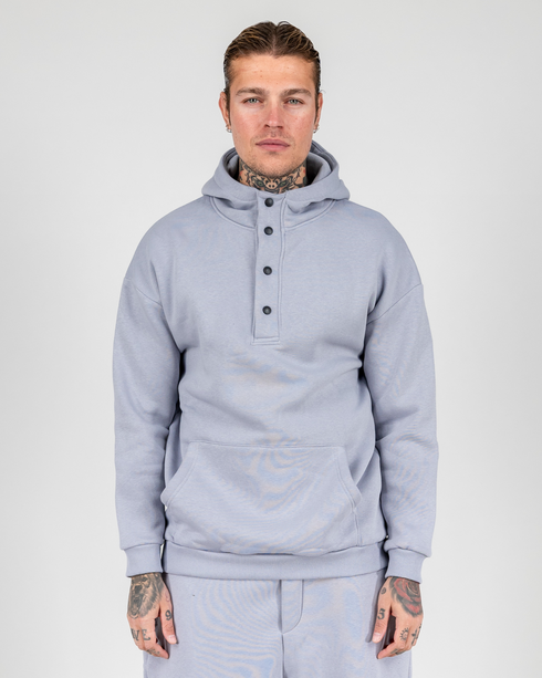 Hoodie With Snaps In Grey