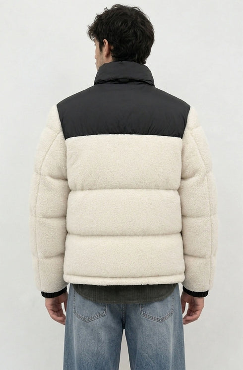 Two-Tone Sherpa Puffer Jacket - πίσω