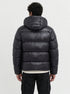 Shiny Quilted Hooded Puffer Jacket - πίσω